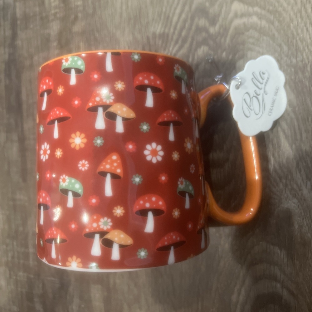 10 Strawberry Street Mug - Multicolored Mushrooms - 16oz - NWT